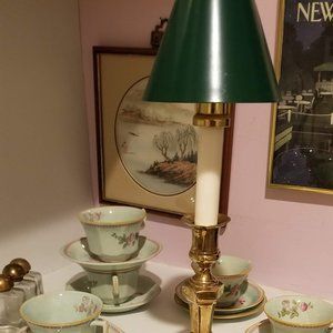 Candlestick Shades -Green or Cream Metal Shade with Fowler